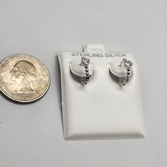 Brand New   Sterling Silver 925 Heart Earrings - Picture 3 of 4